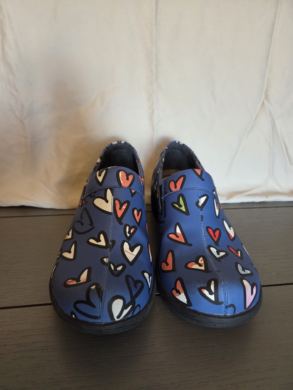 Dansko Blue Heart-Print Slip-On Clogs